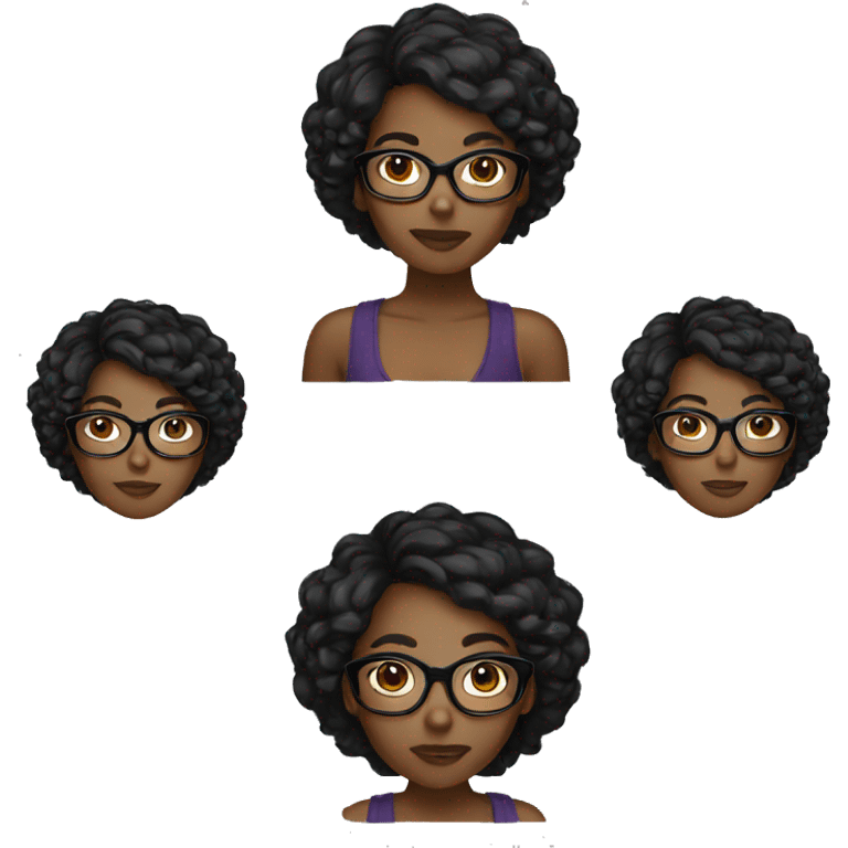 short hair black girl with glasses emoji