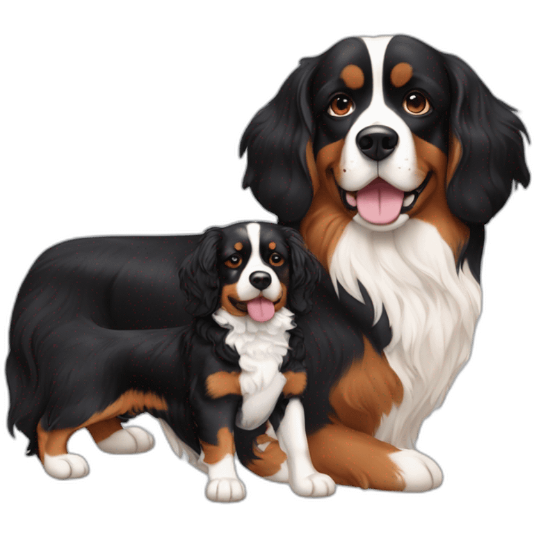 tricolor-king-charles-cavalier-and-a-bernese-mountain-dog emoji