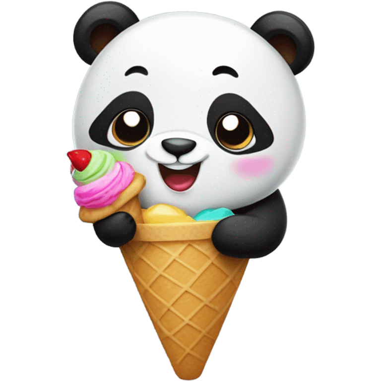 Panda eating ice cream emoji