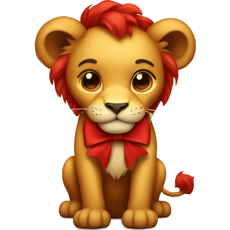 A cute red lion with a bow emoji