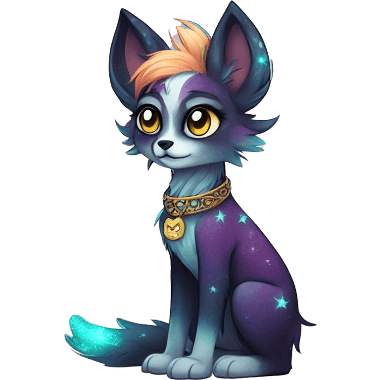 Cool cute Kawaii edgy fantasy animal sparkle fursona Fionbri by griffsnuff & LiLaiRa & Falvie full body emoji