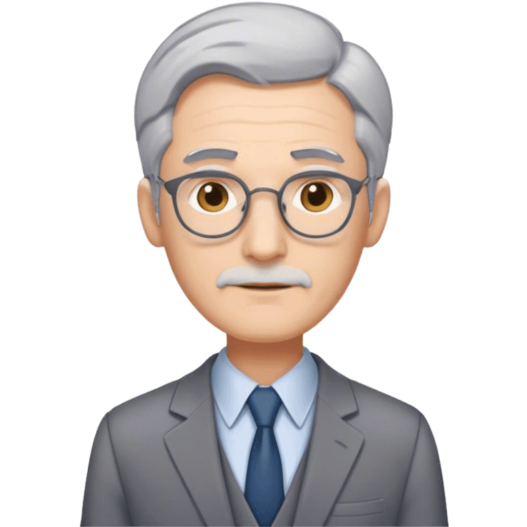 male math teacher with grey hair in grey suit standing emoji