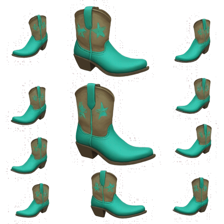 white and teal Cowboy boots emoji