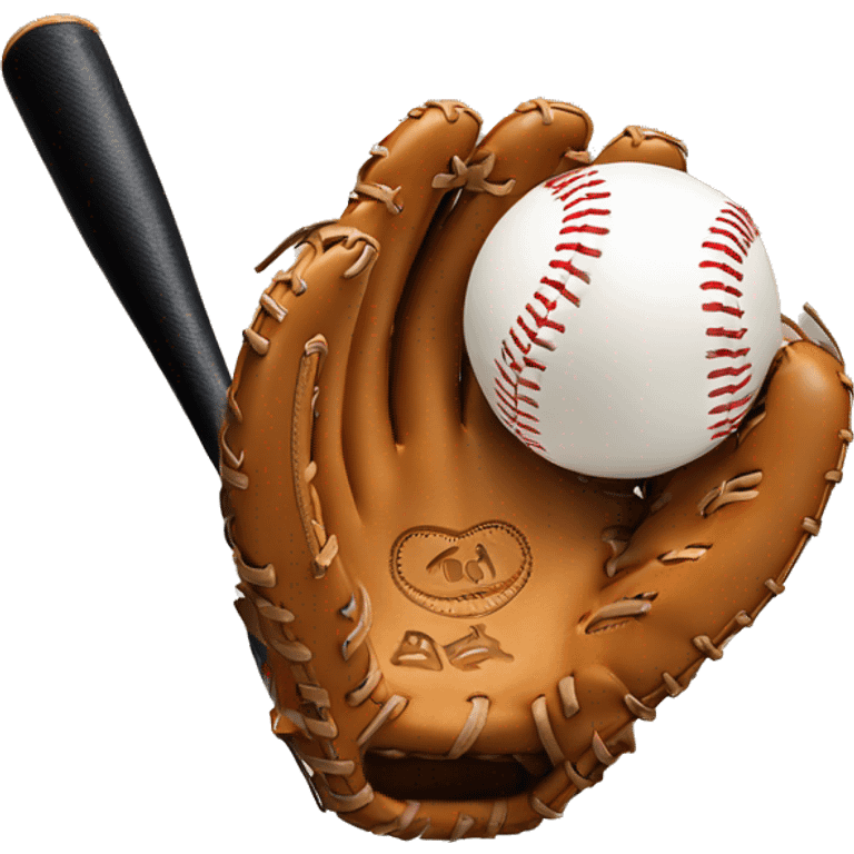 baseball glove and bat as finger emoji emoji