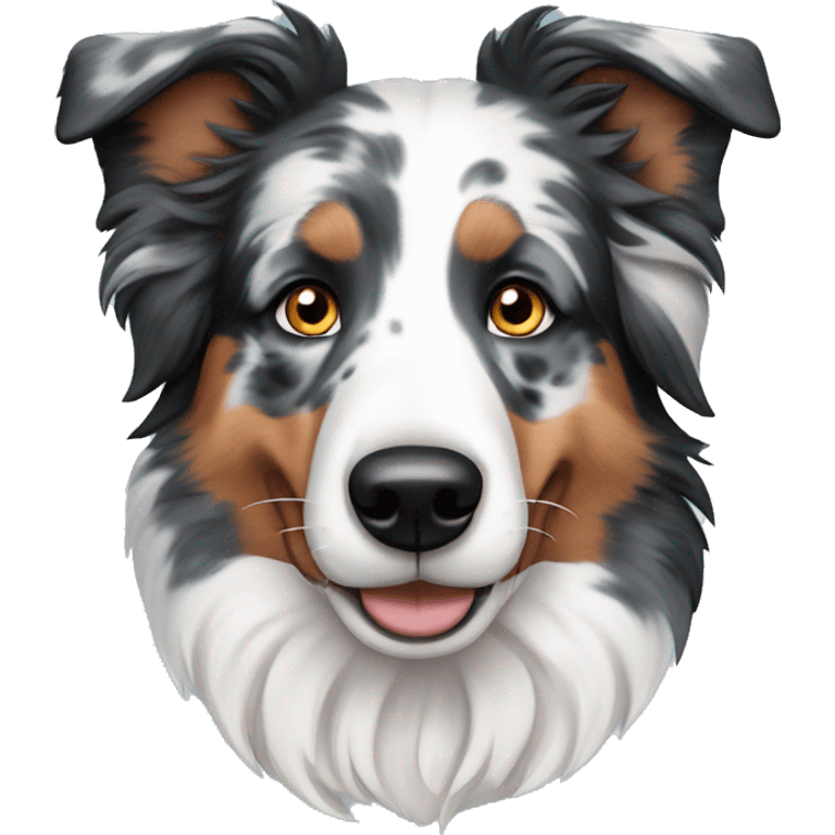 Blue merle border collie dog with black freckles emoji