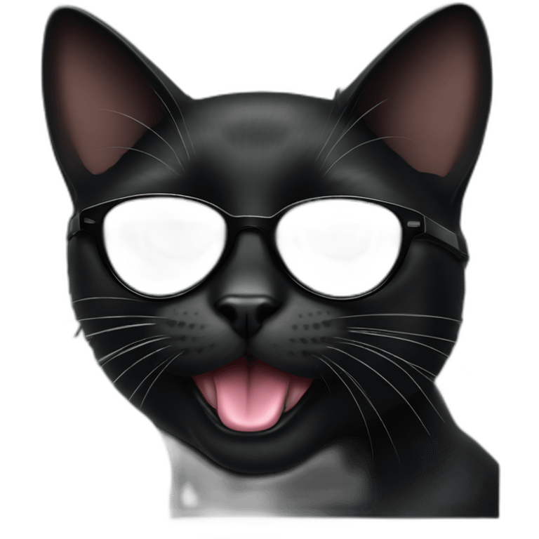 black cat wearing sunglasses with tongue out  emoji