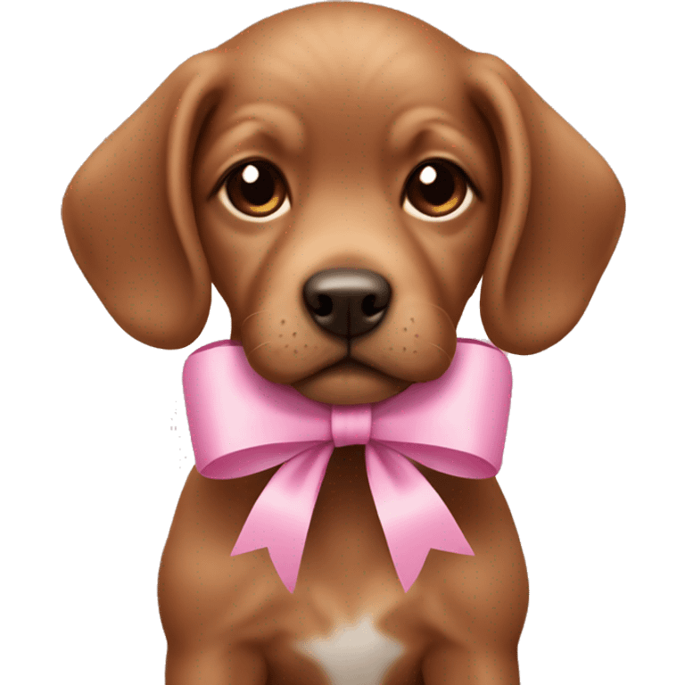 pink bow on cute brown puppy emoji