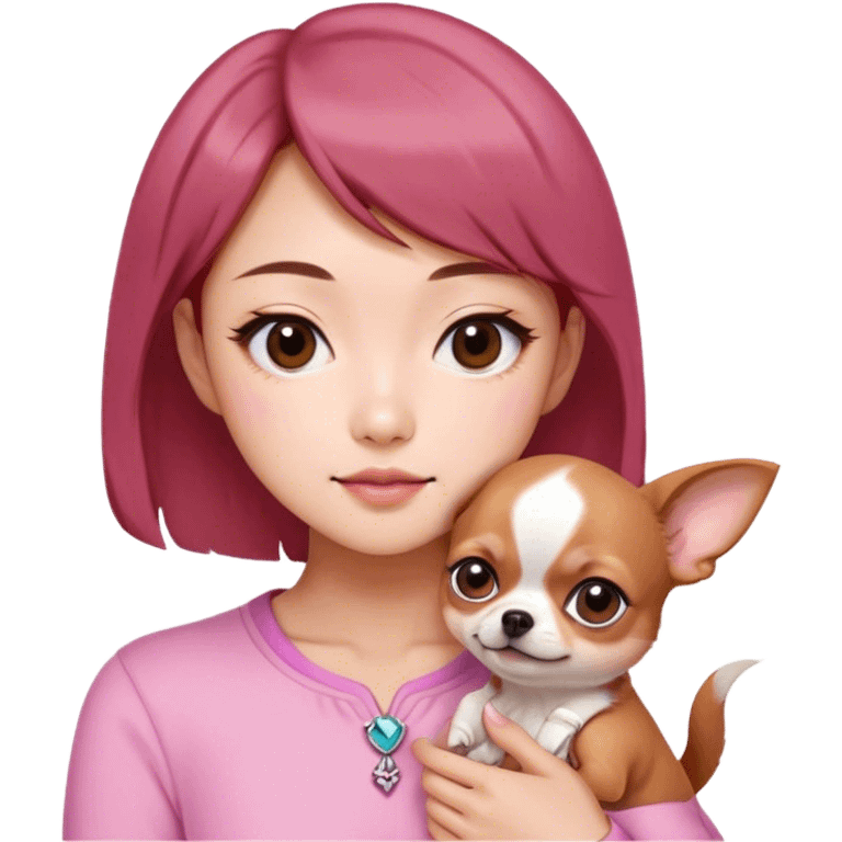 I am an Asian woman with short hair, double eyelids, brown eyes, fair skin, and reddish-brown hair.
I am a lesbian, and I like Chihuahuas and the color pink. emoji