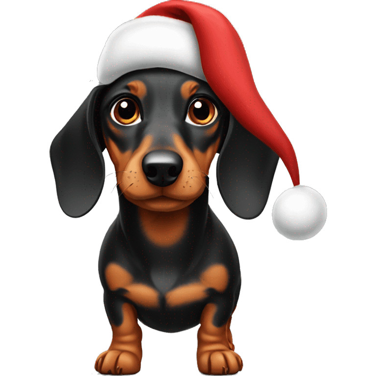 Dachshund in a Christmas hat emoji