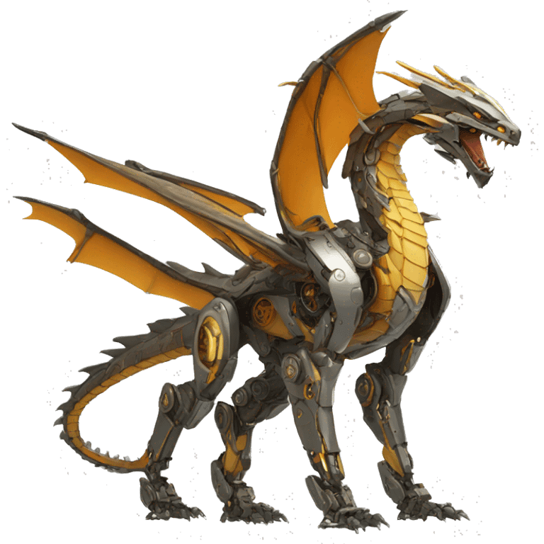 Mechanical futuristic Dragon full body emoji