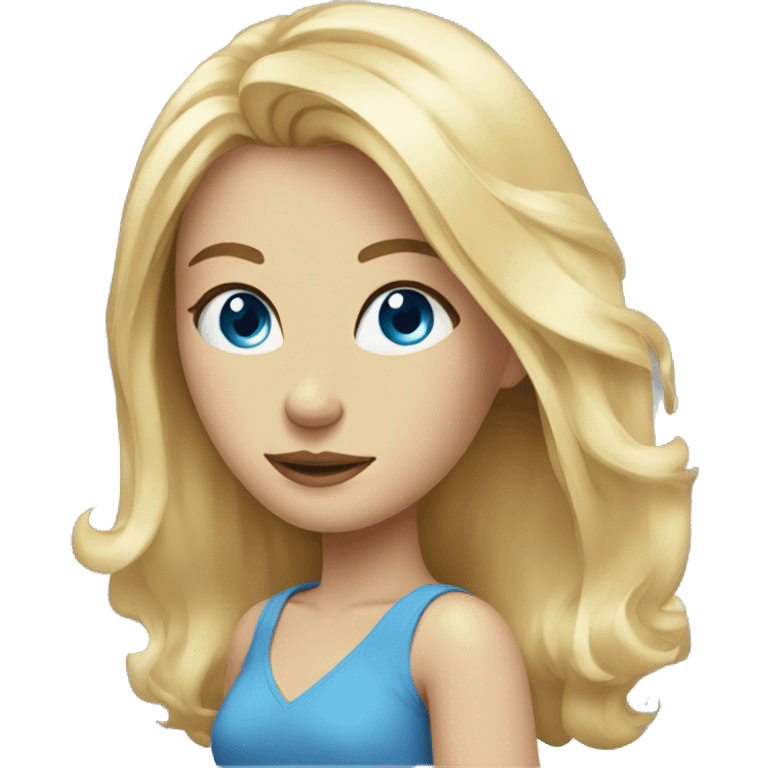 blonde girl portrait Blue eyes shoulder lenght hair  emoji