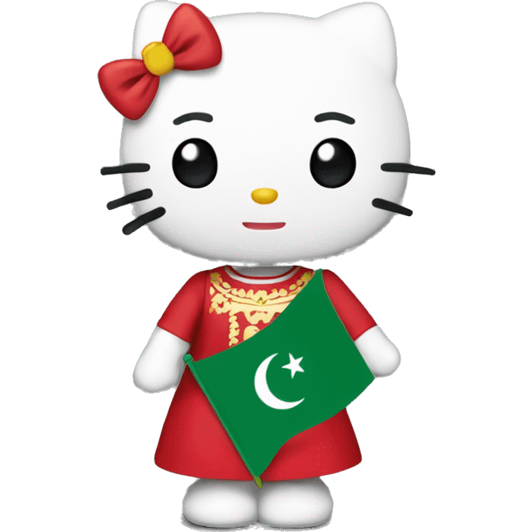 the hello kitty personage with an Algerian flag  emoji