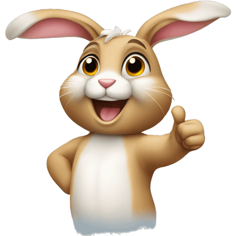 Cute rabbit showing thumps up emoji