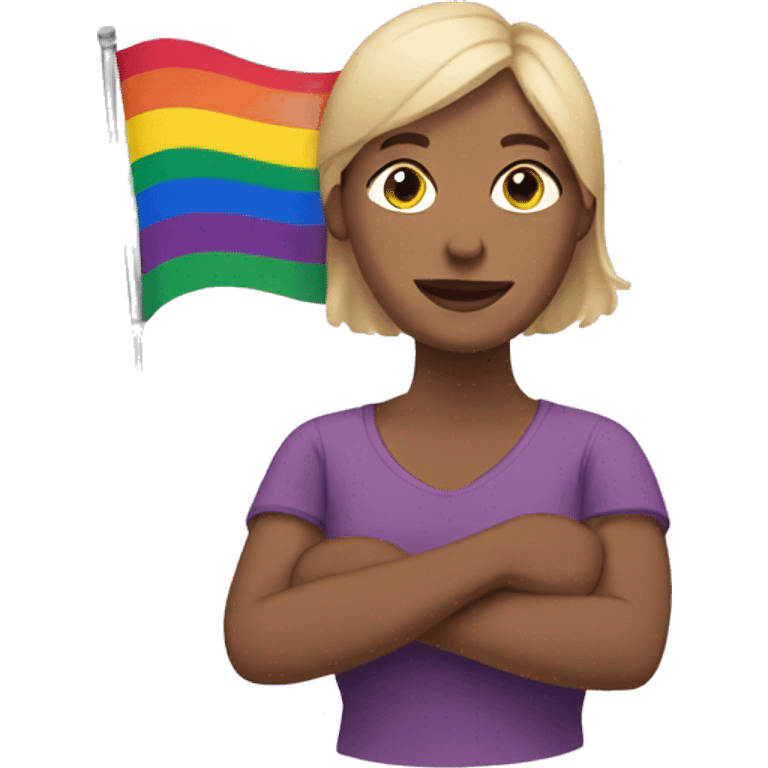 Mom with pride flag  emoji