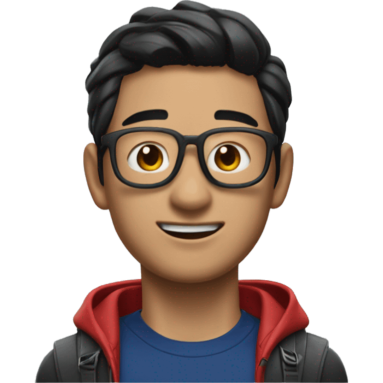 Asian spider-man with AirPods Max emoji