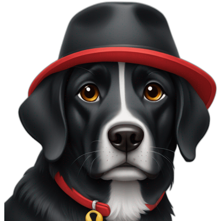 black dog with red hat emoji