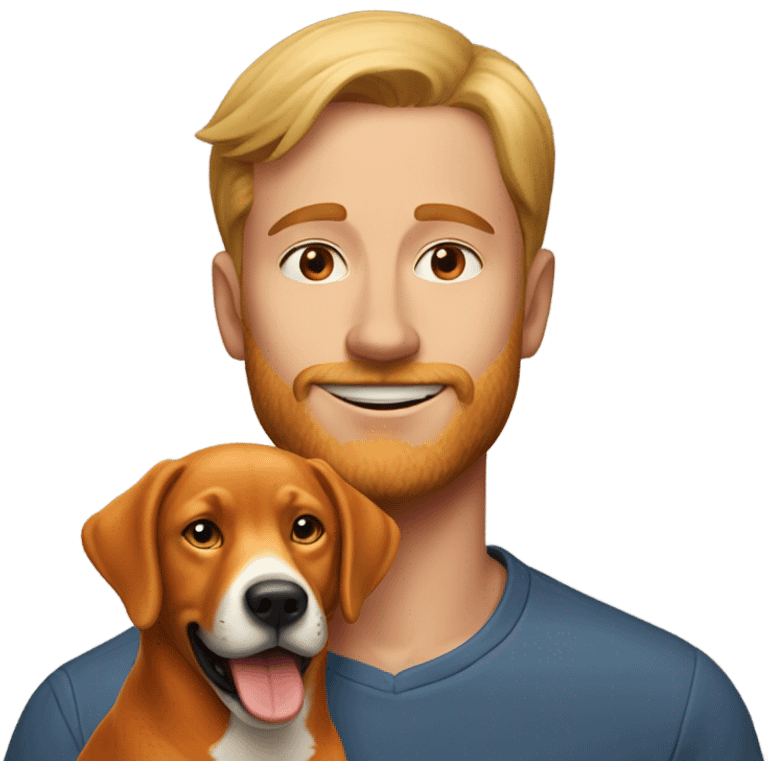  man and fox red labrador  emoji