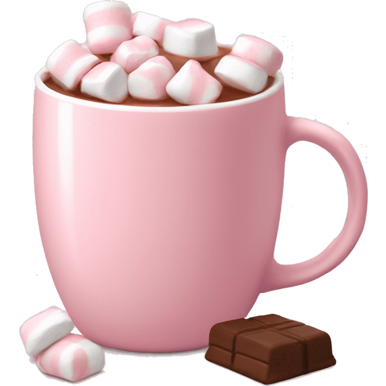 Light Pink mug of hot chocolate with marshmallows  emoji