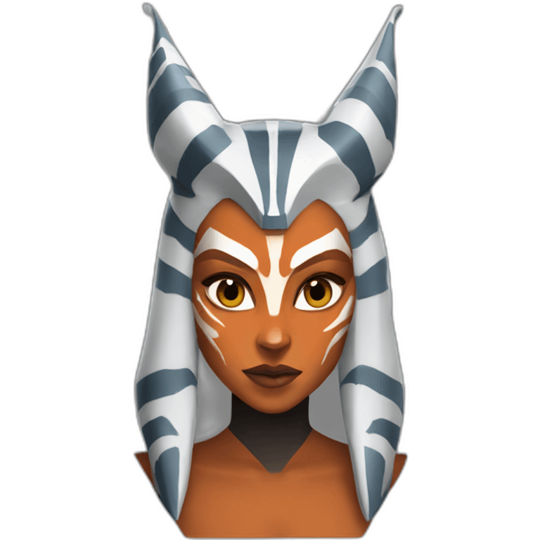 Sexy Ahsoka Tano (portrait, front facing, Apple iOS 17 style) horns emoji