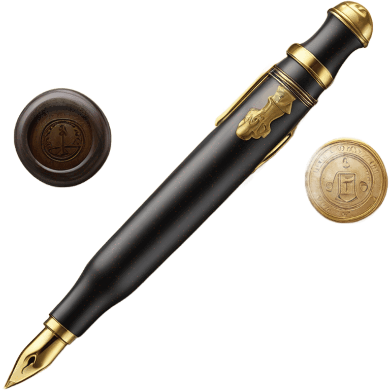 Fountain pen and wax seal stamp emoji