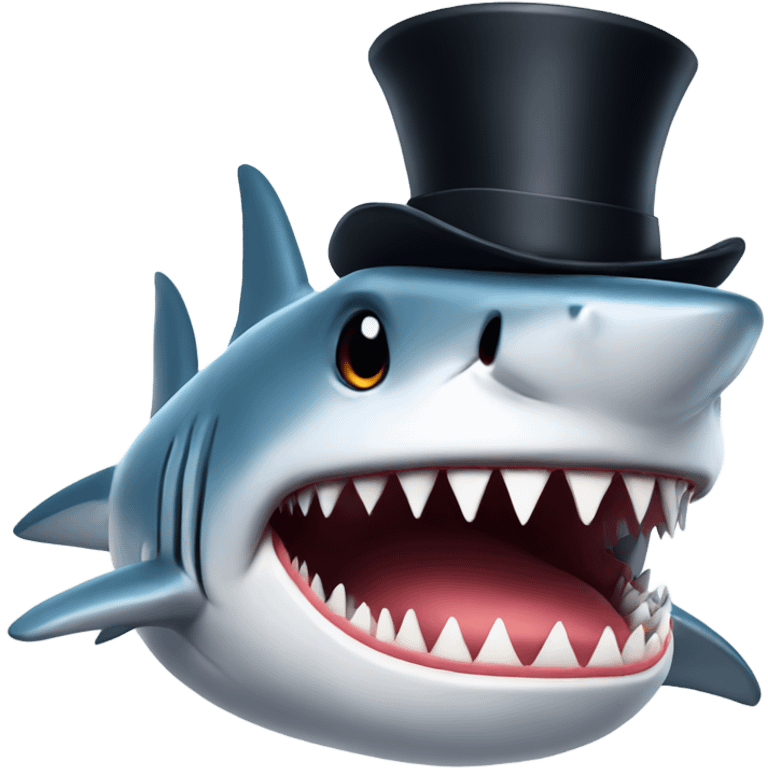 Shark with a top hat emoji