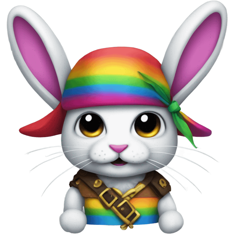 Rainbow bunny pirate emoji