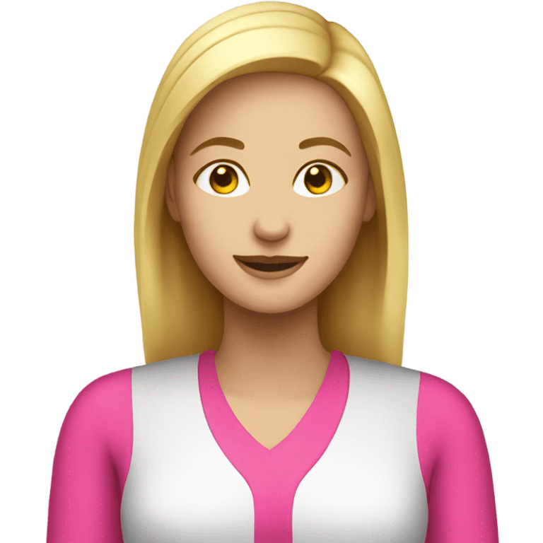 white female employee in intensive pink clothes emoji