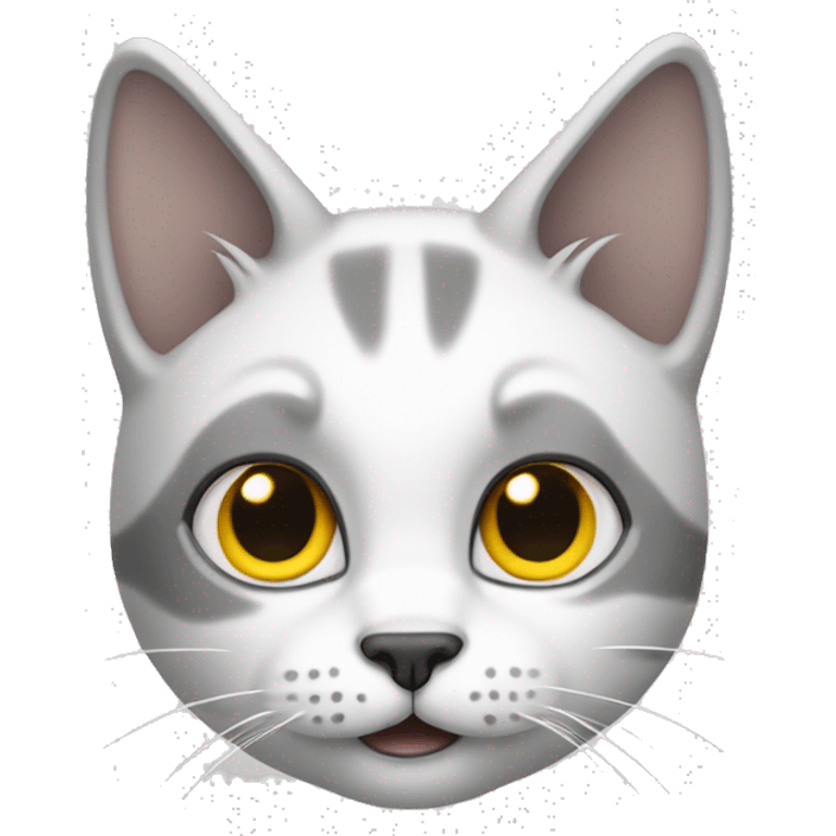 Un gato blanco con manchas amarillas y gris  emoji