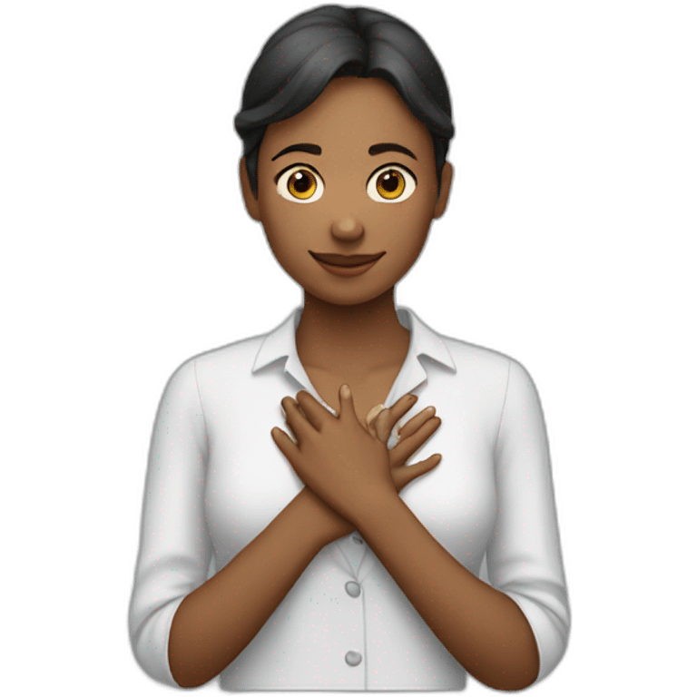 person putting her hand on her chest emoji