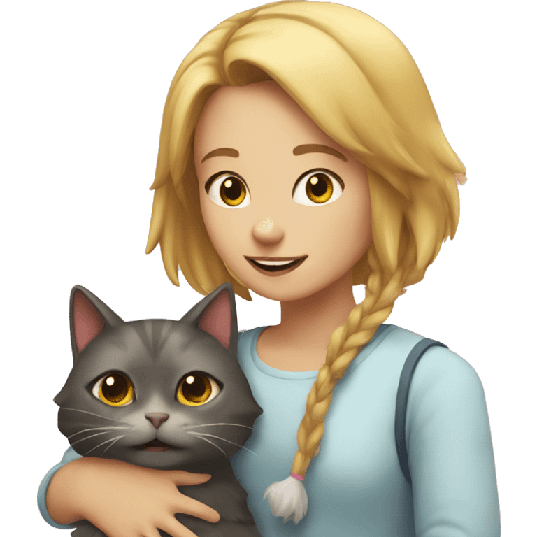 Cat and girl  emoji