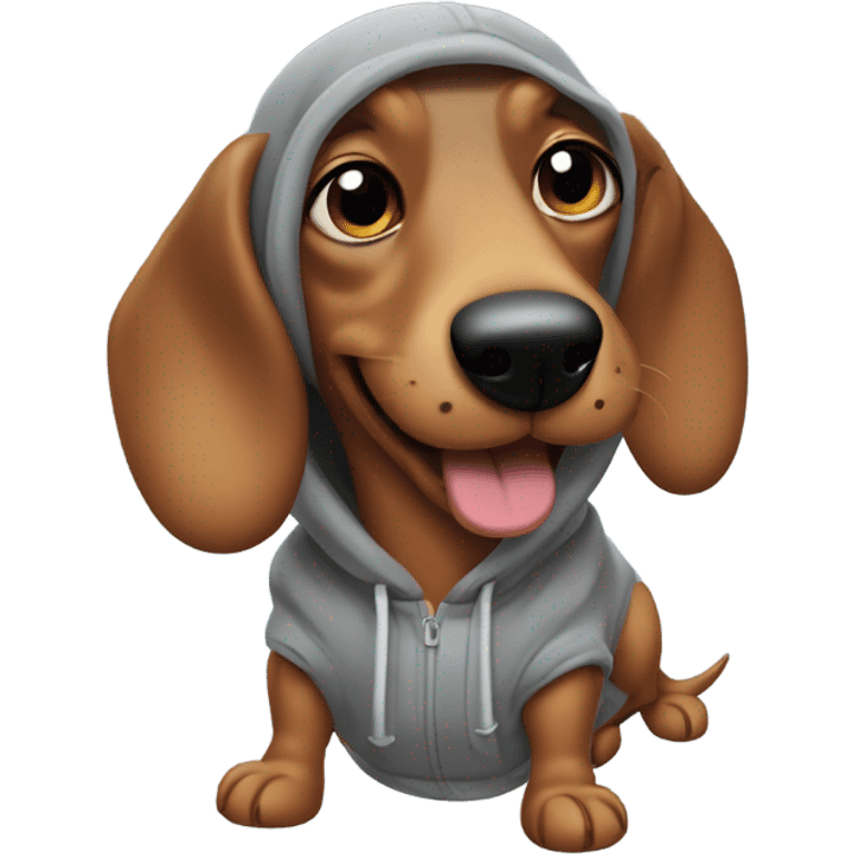 A dapple sausage dog grey hoodie winking  emoji