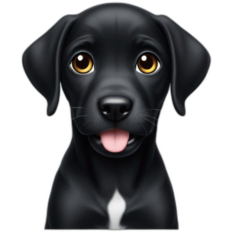 A very cute black labarador puppy with grey eyes emoji