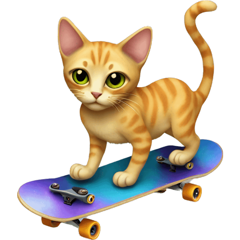 alien cat on a skateboard  emoji