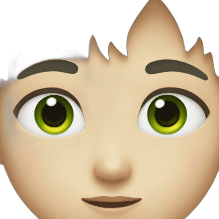 japanese kid, green eyes emoji