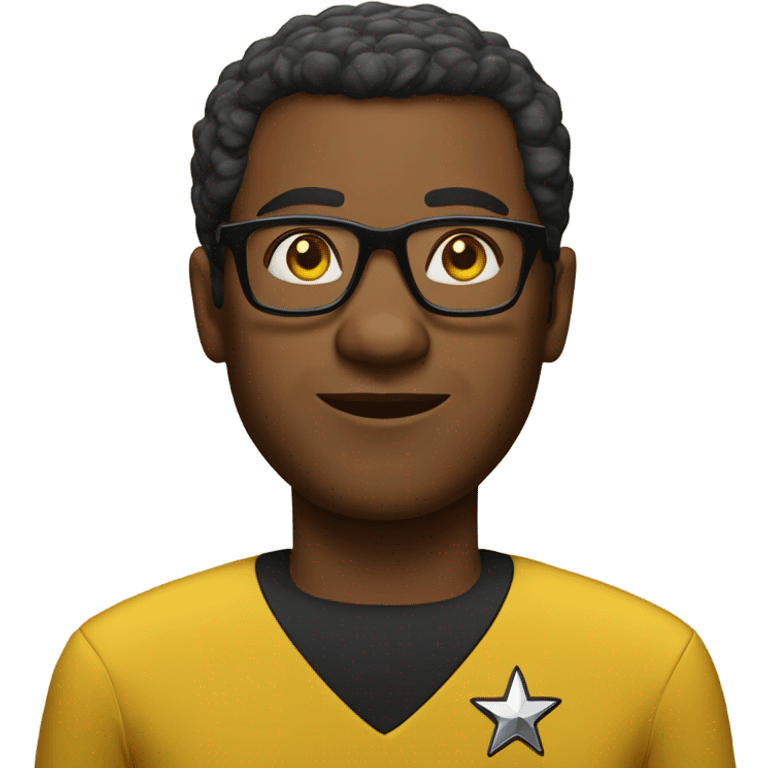 African-American Man wearing glasses in Star Trek yellow uniform  emoji