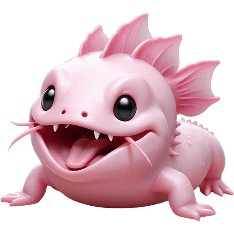 Cinematic Cute Yawning Axolotl Portrait Emoji, Head tilted slightly with a dramatic, wide-open yawn, showcasing smooth, pale pink skin with softly drooping feathery gills, eyes barely open in drowsy contentment, Simplified yet irresistibly adorable features, highly detailed, glowing with a soft, cozy glow, high shine, relaxed yet expressive, stylized with a touch of whimsy, bright and endearing, soft glowing outline, capturing the essence of a sleepy yet affectionate aquatic creature, so drowsy it feels like it could stretch out of the screen and curl up for a nap! emoji