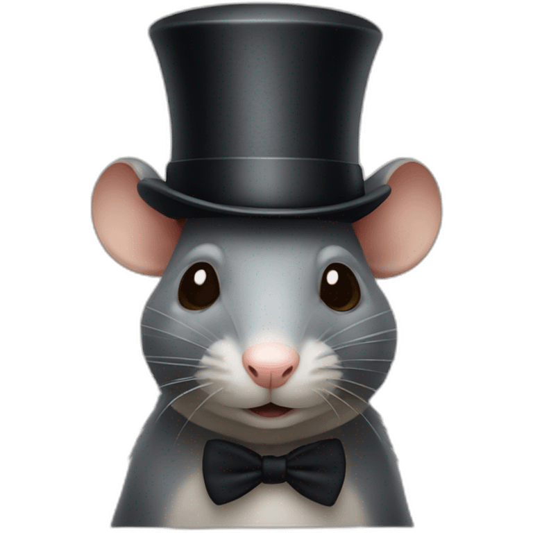 front facing rats face wearing a bowler hat emoji