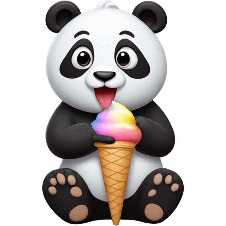 Panda eating ice cream emoji