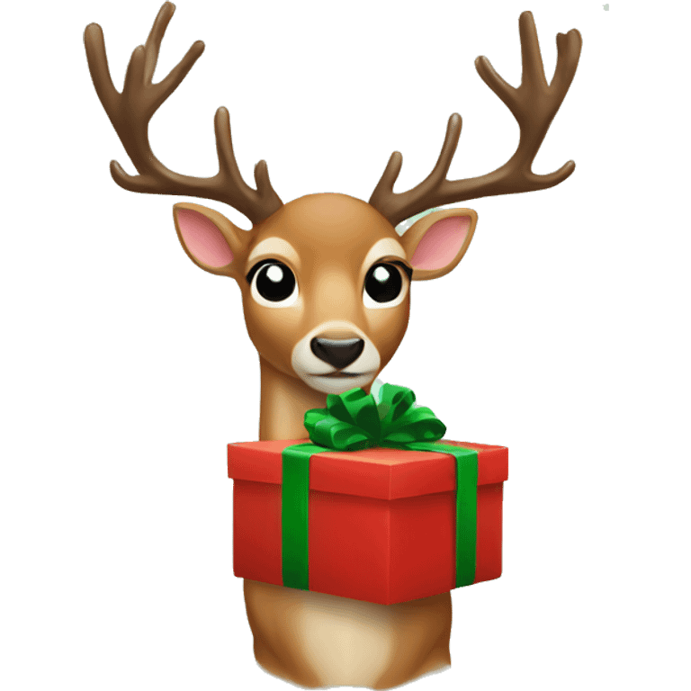 Deer with Christmas present  emoji