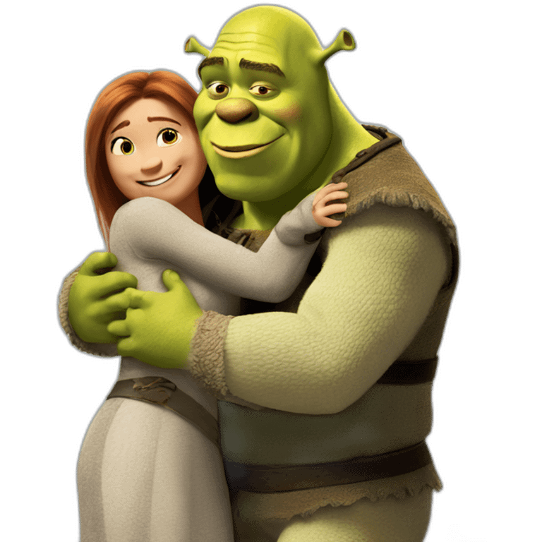 Shrek does a hug to fiona emoji