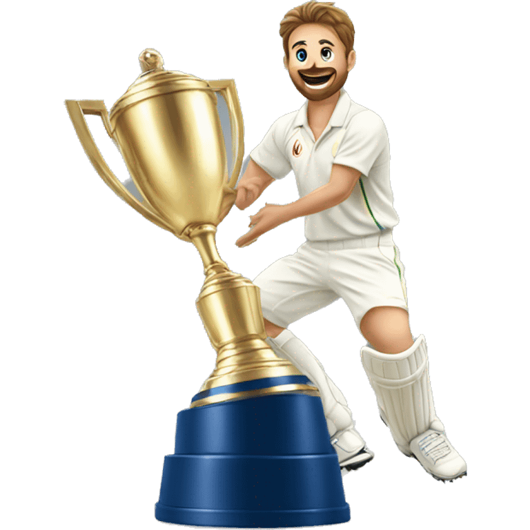 cricket sports victory real players with cup emoji