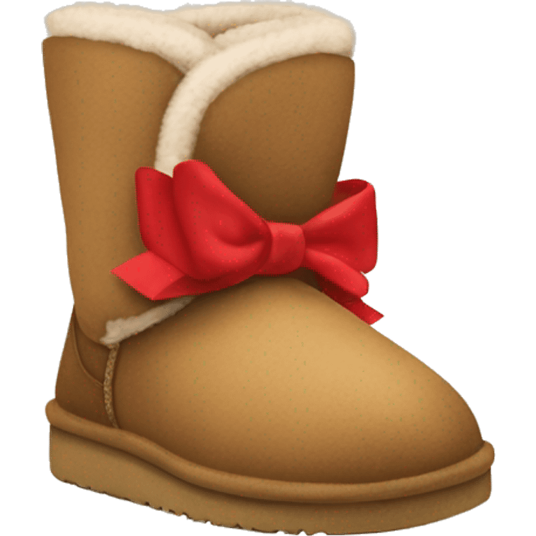 2 light brown slipper uggs with red bows emoji