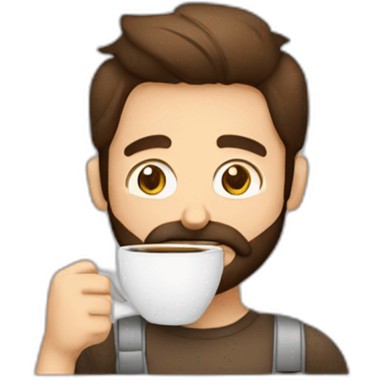 homem com barba segurando um copo café emoji