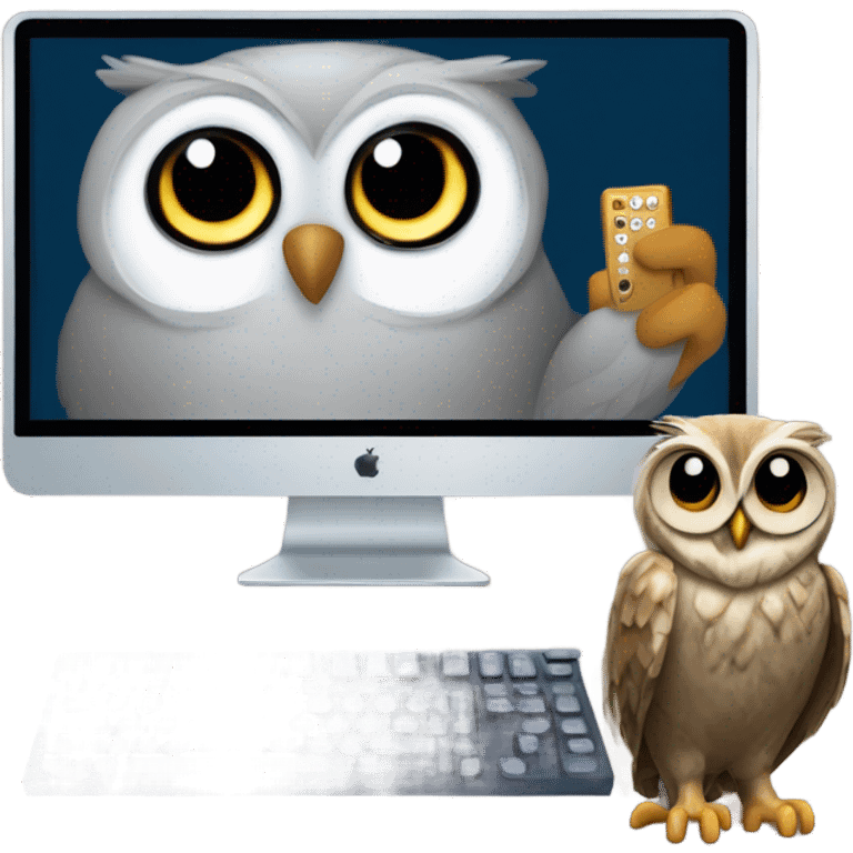 Owl playing computer gamr emoji