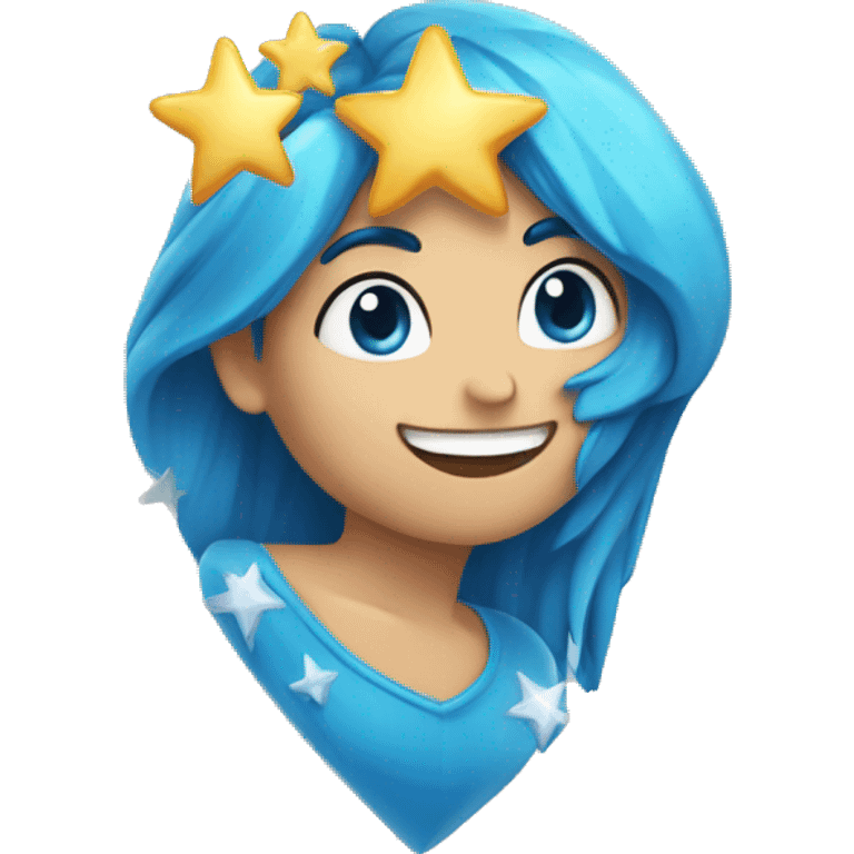 Corazón azul con estrellitas emoji