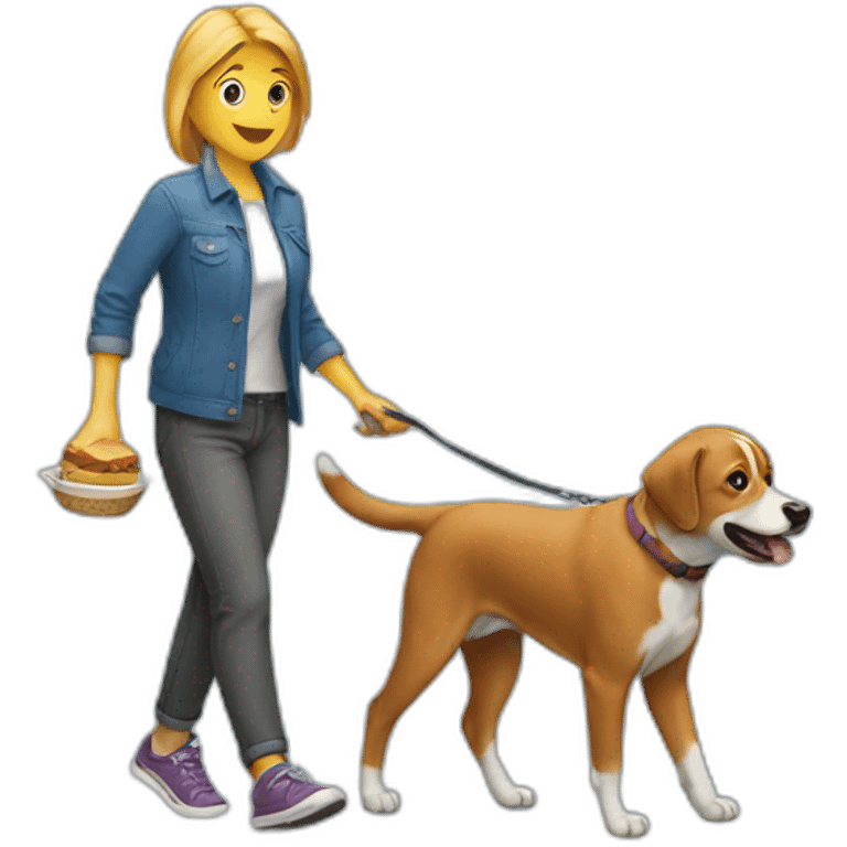 eating-and-walking-the-dog emoji