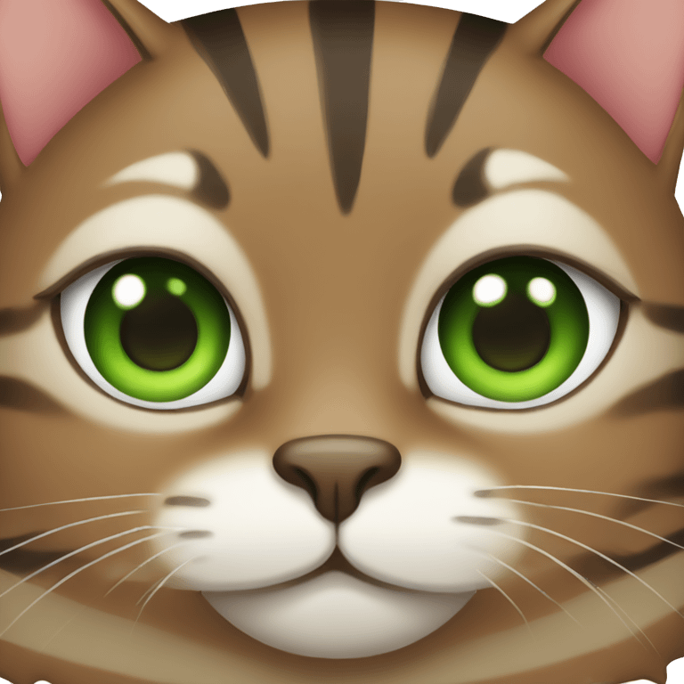 A fat brown striped cat with big green eyes emoji