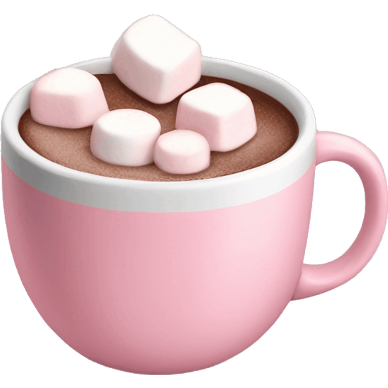 Hot chocolate with marshmallows in baby pink mug emoji