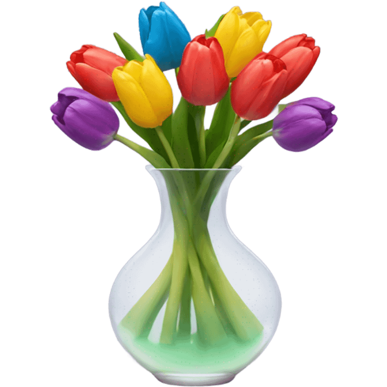 colorful tulips in a clear vase emoji