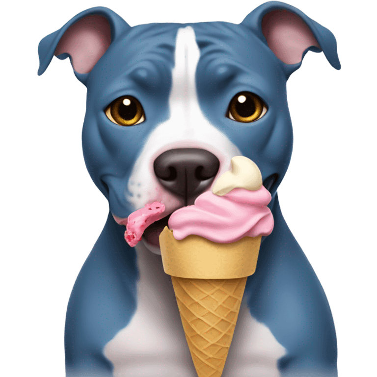 Blue pitbull eating ice cream emoji